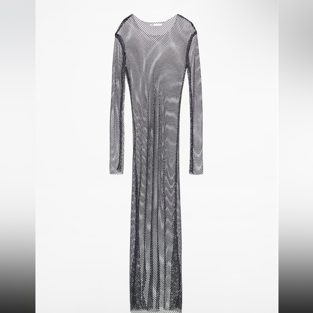 RHINESTONE MESH MIDI DRESS